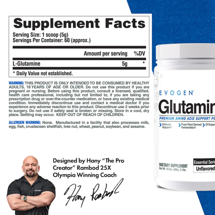 گلوتامین ایوژن ۳۰۰ گرم ۶۰ سروینگ | Evogen Glutamine